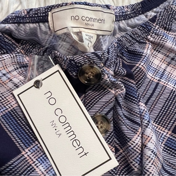 No Comment Off Shoulder Top Navy Plaid - Picture 10 of 11